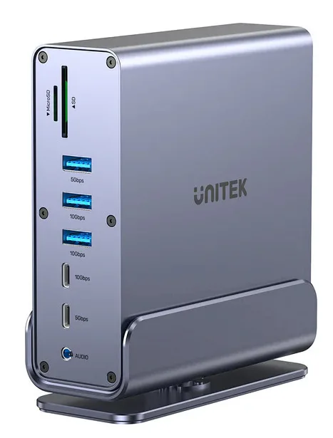 20260415153814_unitek_d1135a_dock_usb_c_docking_station_me_4k_pd_ethernet_kai_syndesi_3_othonon_asimi Unitek D1135A Dock / USB-C Docking Station με 4K PD Ethernet και σύνδεση 3 Οθονών Ασημί - Image 1
