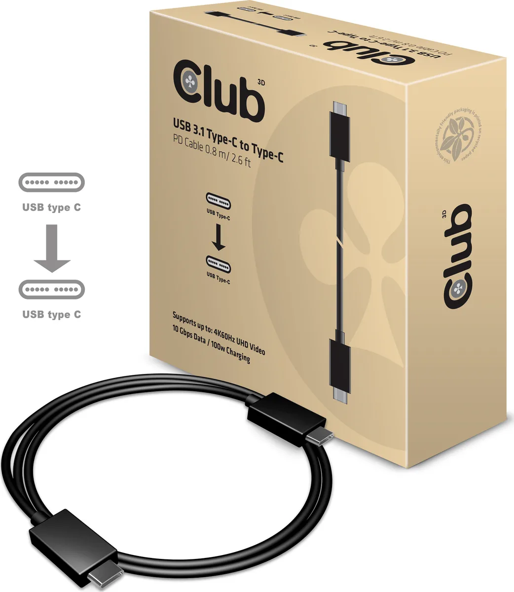 20160519131934_club3d_usb_3_1_cable_usb_c_male_usb_c_male_0_8m_cac_1522.jpeg Club3D CAC-1522 USB 3.1 Cable USB-C male - USB-C 100W PD Μαύρο 0.8m CAC-1522 - Image 1