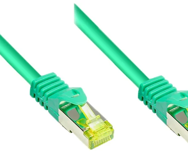 Alcasa S/FTP Cat.7 (10Gbps) Καλώδιο Δικτύου Ethernet 1m Πράσινο 8070R-010G