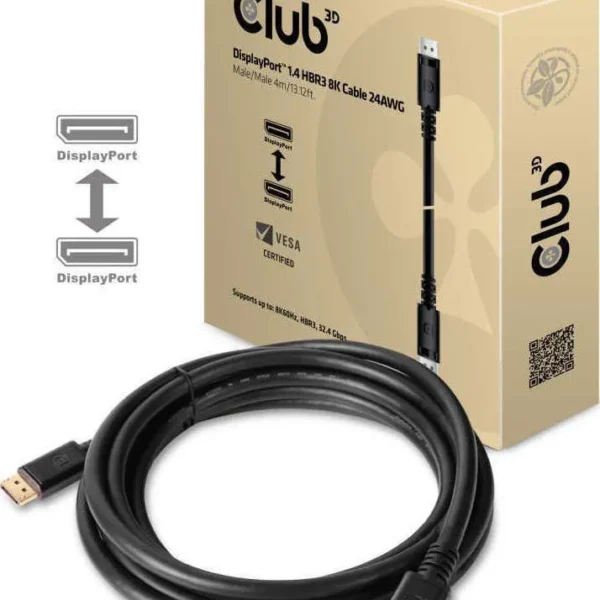 Club3D Cable DisplayPort male - DisplayPort male 4m Μαύρο (CAC-1069B)