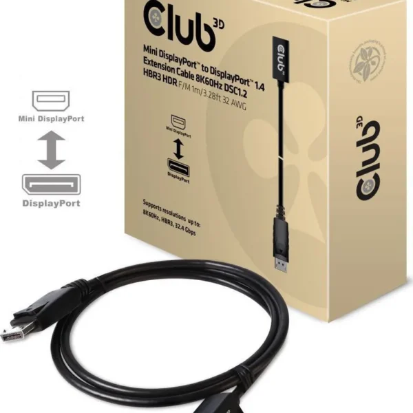 Club3D Cable DisplayPort male - mini DisplayPort female 1m Μαύρο (CAC-1120)