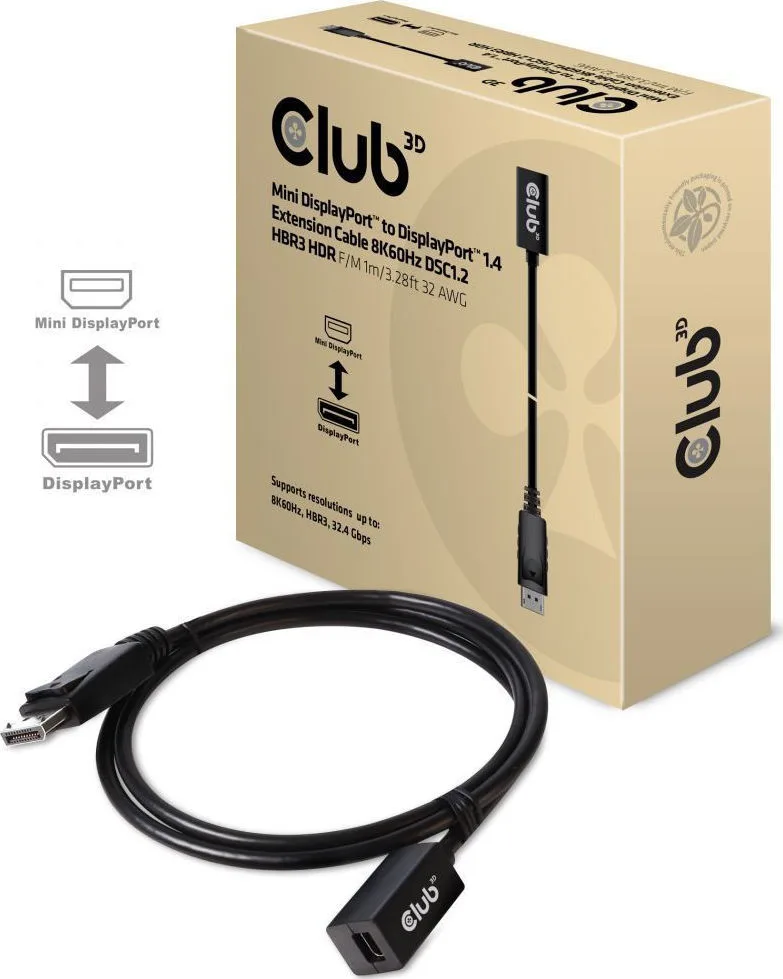 Club3D Cable DisplayPort male - mini DisplayPort female 1m Μαύρο (CAC-1120) - Image 1