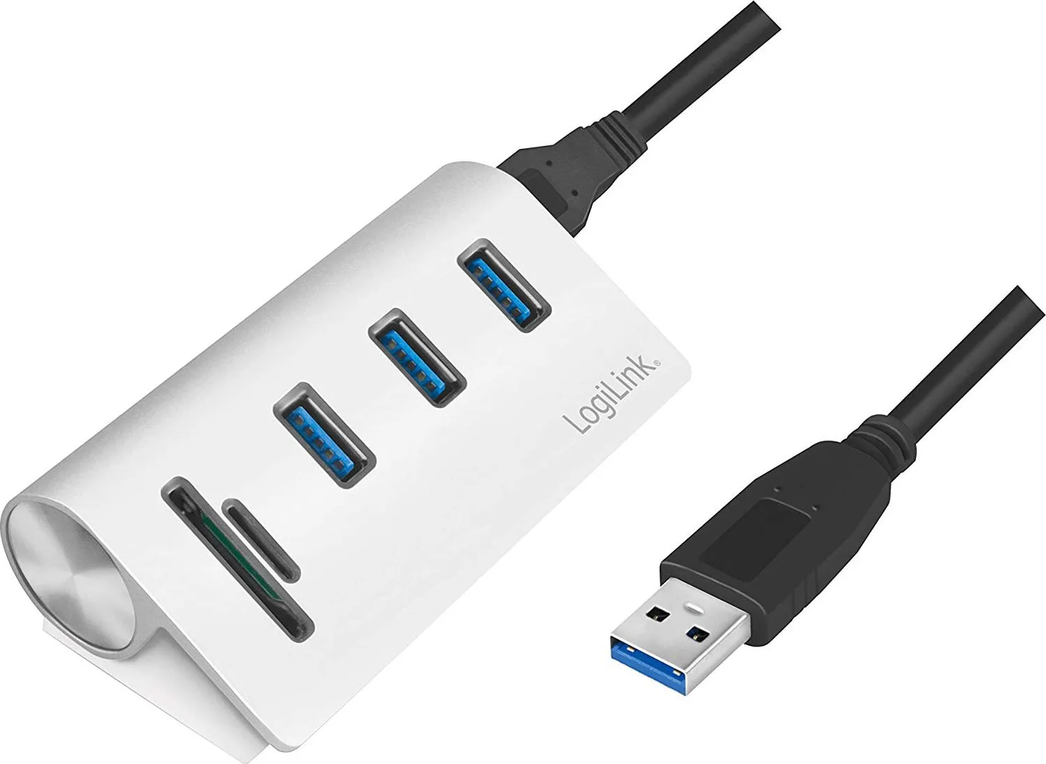 20200331125548_logilink_usb_3_0_hub_3_port_with_card_reader_cr0045.jpeg LogiLink Card Reader USB 3.0 για SD/microSD Ασημί (CR0045) - Image 1
