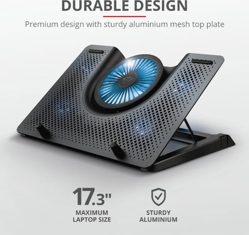 20200428163236_a303987d.jpeg Trust GXT 1125 Quno Cooling Pad για Laptop έως 17.3" με 5 Ανεμιστήρες και Φωτισμό Γκρι - Image 1