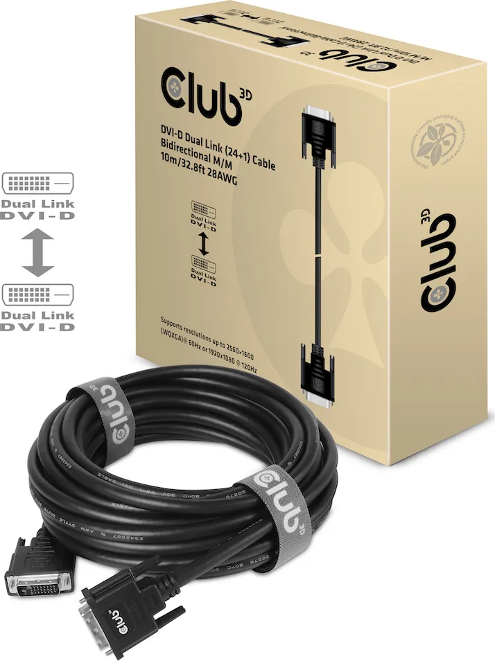 20200616165639_club3d_cable_dvi_d_male_dvi_d_male_10m_cac_1220.jpeg Club3D Cable DVI-D male - DVI-D male 10m (CAC-1220) - Image 1