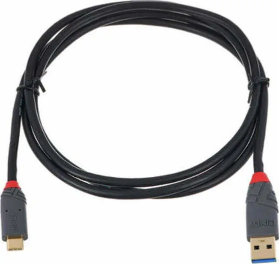 Lindy Anthra USB 3.1 Cable USB-C male - USB-A 100W PD Μαύρο 1.5m 36912