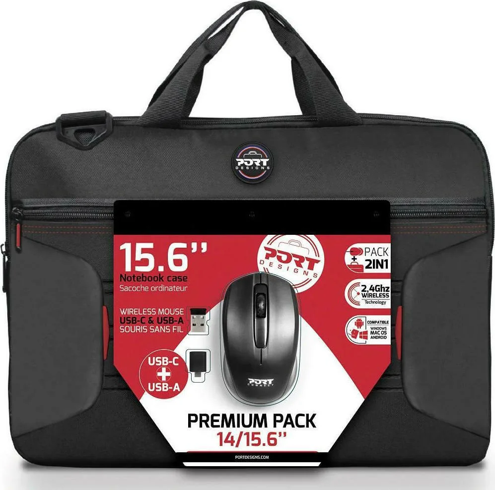 20201217143410_port_designs_premium_pack_15_6.jpeg Port Designs Premium Pack Τσάντα Ώμου / Χειρός για Laptop 15.6" σε Μαύρο χρώμα - Image 1