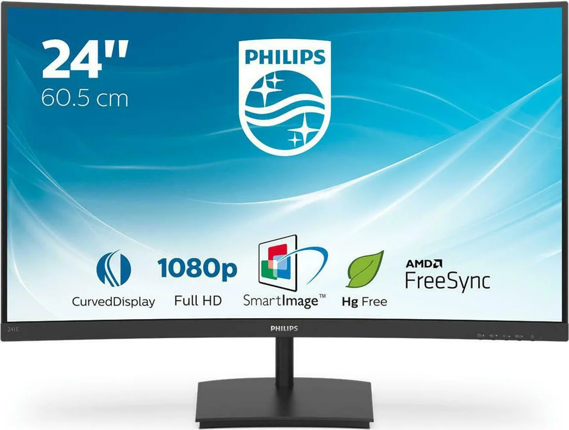 20210330115657_philips_e_line_241e1sc_curved_monitor_23_6_fhd.jpeg Philips E-Line 241E1SC VA Curved Monitor 23.6" FHD 1920x1080 με Χρόνο Απόκρισης 4ms GTG - Image 1