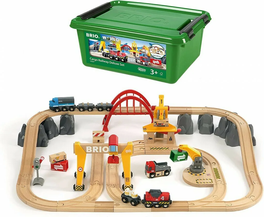 20211229114409_brio_toys_cargo_railway_deluxe_set.jpeg Brio Toys Cargo Railway Σετ με Τρενάκι από Ξύλο για 3+ Ετών 33097 - Image 1