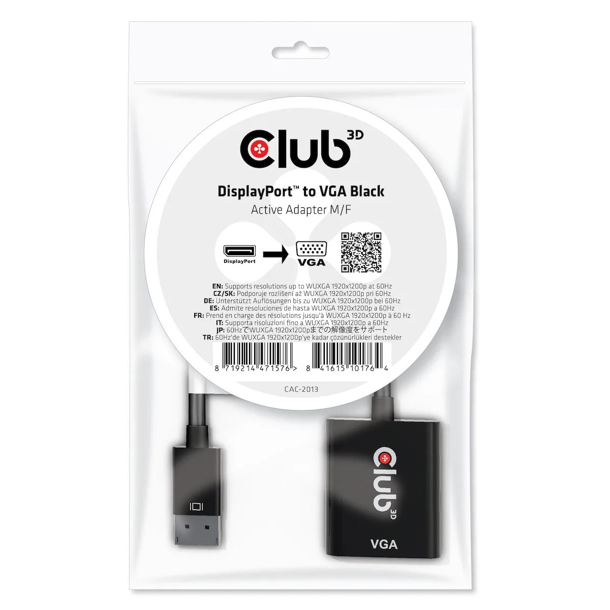 20220111115512_club3d_displayport_male_vga_female_cac_2013.jpeg Club3D DisplayPort to VGA Black Active Adapter M/F Μετατροπέας DisplayPort male σε VGA female 1τμχ - Image 1