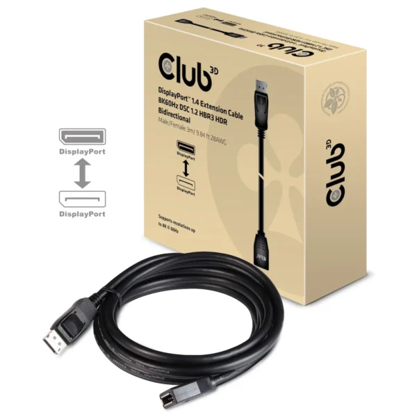 Club3D Cable DisplayPort male - DisplayPort female 3m Μαύρο (CAC-1023)