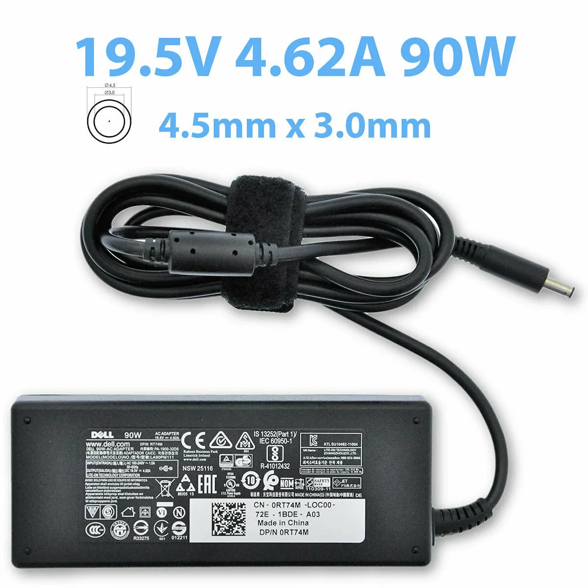 20220421110528_dell_fortistis_laptop_90w_19_5v_4_62a_rt74m.jpeg Dell Φορτιστής Laptop 90W 19.5V 4.62A χωρίς Καλώδιο Τροφοδοσίας (RT74M) - Image 1