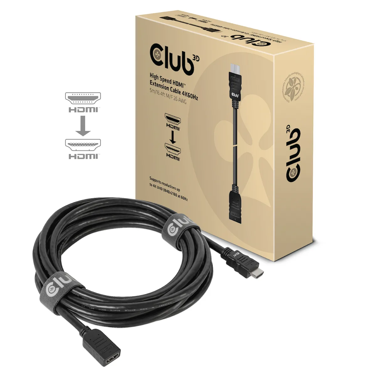 20220427092523_club3d_hdmi_2_0_cable_hdmi_male_hdmi_female_5m_mayro_cac_1325.jpeg Club3D HDMI 2.0 Premium High Speed 4K 60Hz HDR Cable HDMI male - HDMI female 5m Μαύρο CAC-1325 - Image 1