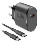 SBS Φορτιστής με Θύρα USB-C και Καλώδιο USB-C 15W Power Delivery Μαύρος (KITTRTC15W)