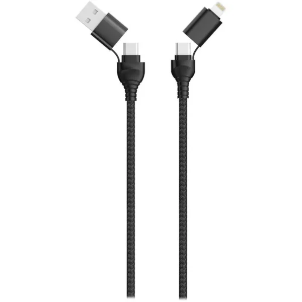 2GO Braided USB / Type-C to Lightning / Type-C Cable Μαύρο 1.2m (797369)