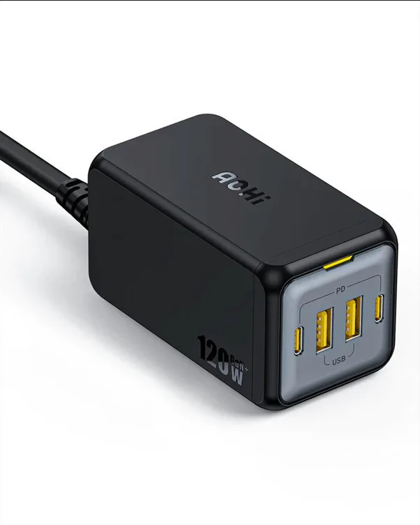 Φορτιστής Χωρίς Καλώδιο GaN με 2 Θύρες USB-A και 2 Θύρες USB-C 120W Power Delivery Μαύρος (AOHi Magcube AOC-C006) - Image 1