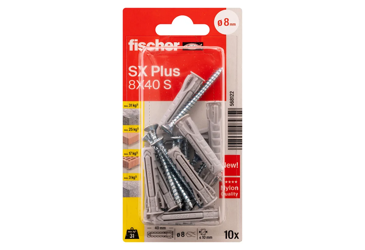 20230907180713_fischer_sx_oupa_plastiko_568122_10tmch.jpeg fischer Sx Ούπα Πλαστικό 8x40mm 10τμχ 568122 - Image 1