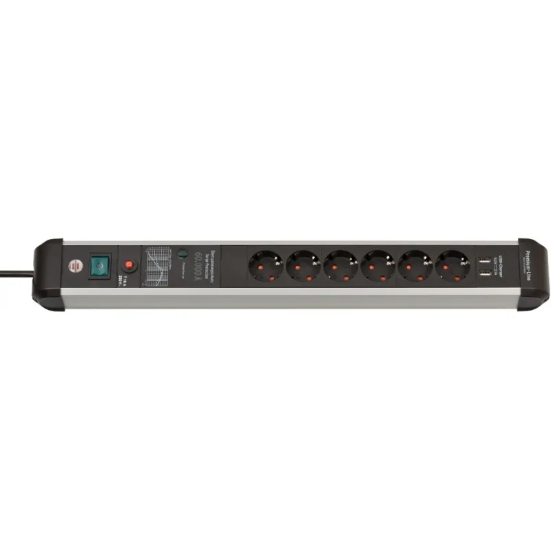 Brennenstuhl Πολύπριζο 6 Θέσεων με 2 USB-A, Διακόπτη και Καλώδιο 3m 1391010610 - Image 1