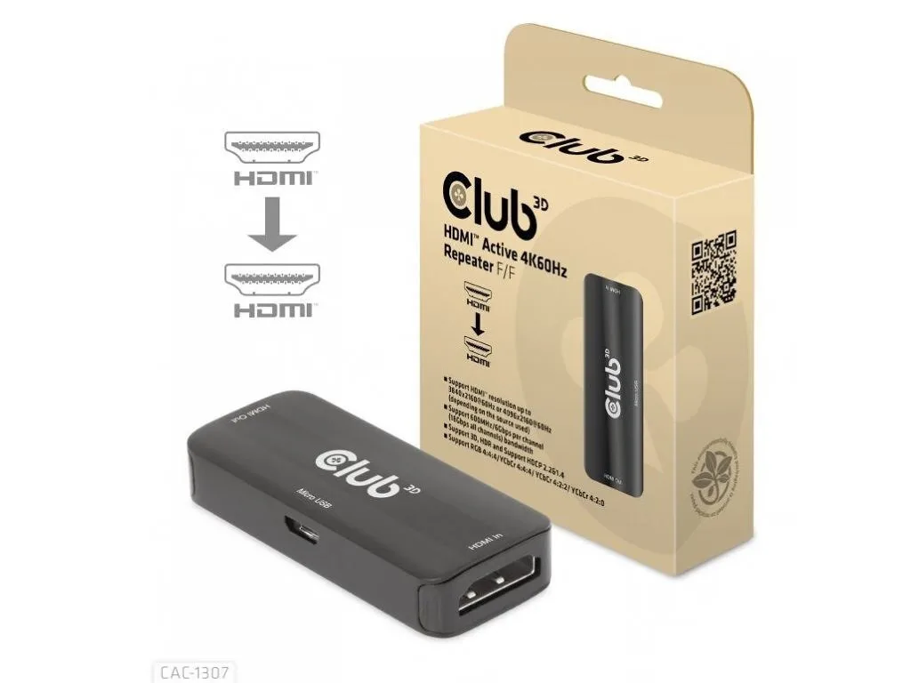 20231219170422_club3d_hdmi_hdmi_repeater_cac_1307.jpeg Club3D Hdmi HDMI Repeater CAC-1307 - Image 1