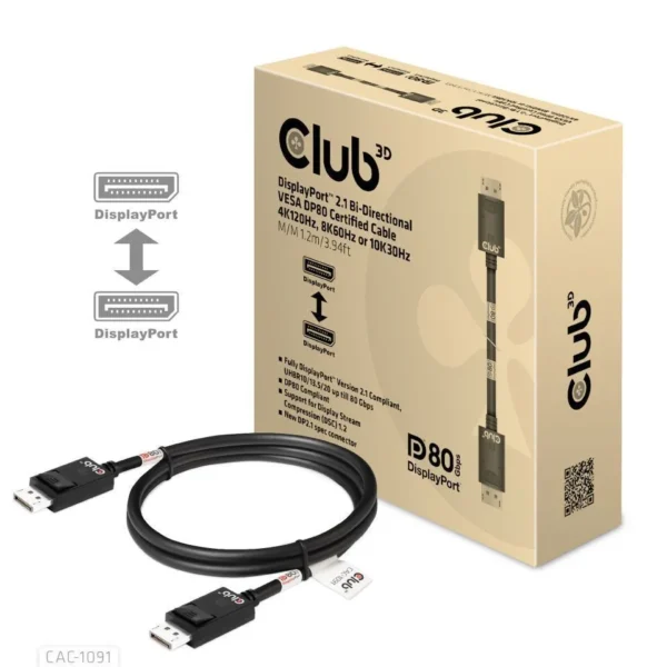 Club3D Cable DisplayPort male - DisplayPort male 1.2m Μαύρο (CAC-1091)