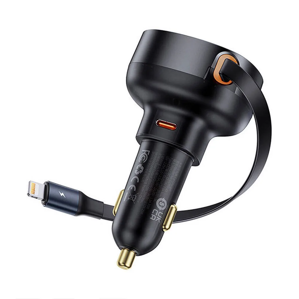 Baseus Enjoyment Pro Φορτιστής Αυτοκινήτου 55W 7A Γρήγορης Φόρτισης μαζί με Καλώδιο Lightning Μαύρο Χρώμα BG-40495 - Image 1
