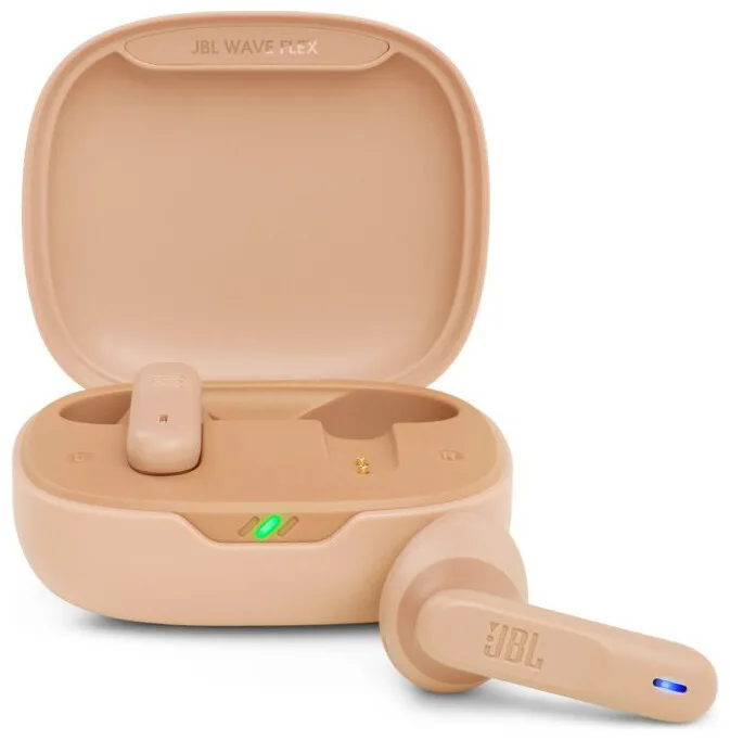 JBL Wave Flex Earbud Bluetooth Handsfree Ακουστικά με Αντοχή στον Ιδρώτα και Θήκη Φόρτισης Μπεζ - Image 1