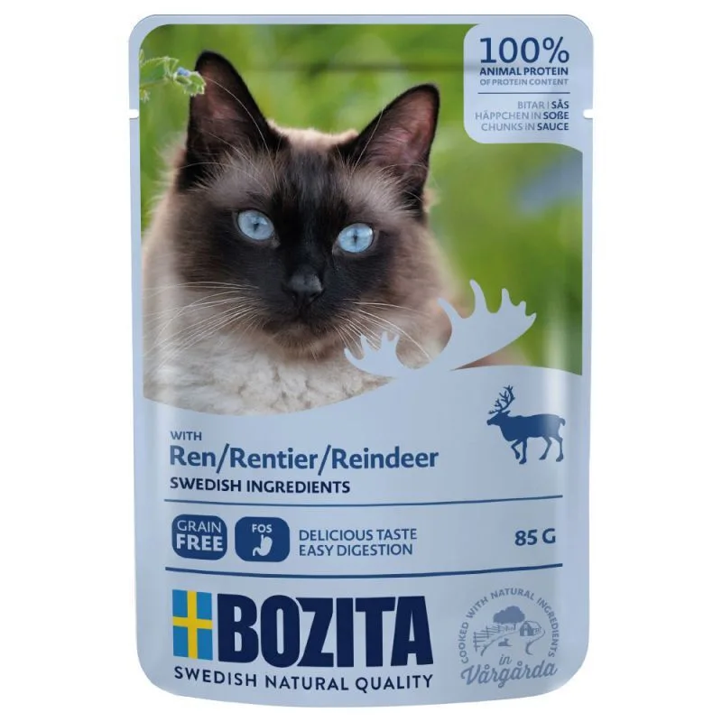 Bozita Chunks In Sause Υγρή Τροφή για Ενήλικες Γάτες σε Φακελάκι με Τάρανδο χωρίς Σιτηρά 85gr - Image 1