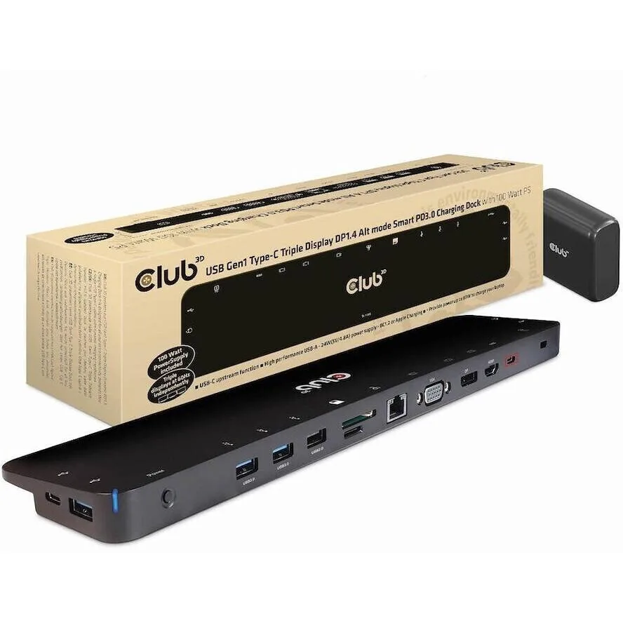 20240809150119_club3d_docking_station_me_4k_pd_ethernet_mayro_csv_1565.jpeg Club3D USB-C / USB-A Docking Station με 4K PD Ethernet Μαύρο (CSV-1565) - Image 1