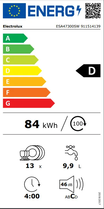 20241007160535_38d8d5a1.jpeg Electrolux Ελεύθερο Πλυντήριο Πιάτων για 13 Σερβίτσια Π59.8xY85εκ. Λευκό ESA47300SW - Image 1