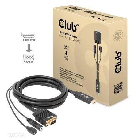 Club3d Hdmi To Vga Cable M M 2m/6.56ft 28awg - Image 1