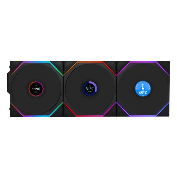 20250217144912_94d2efbd.jpeg Lian Li UNI FAN TL Wireless LCD Reverse Blade Case Fan 120mm (1900rpm / 54.3cfm) με ARGB Φωτισμό 3τμχ - Image 1