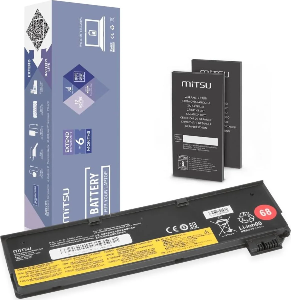 20250311110546_8e82e19b.jpeg Mitsu Συμβατή Μπαταρία για Lenovo ThinkPad Lenovo 45N1126, Lenovo 45N1127 με 2060mAh (BC/LE-T440-2) - Image 1