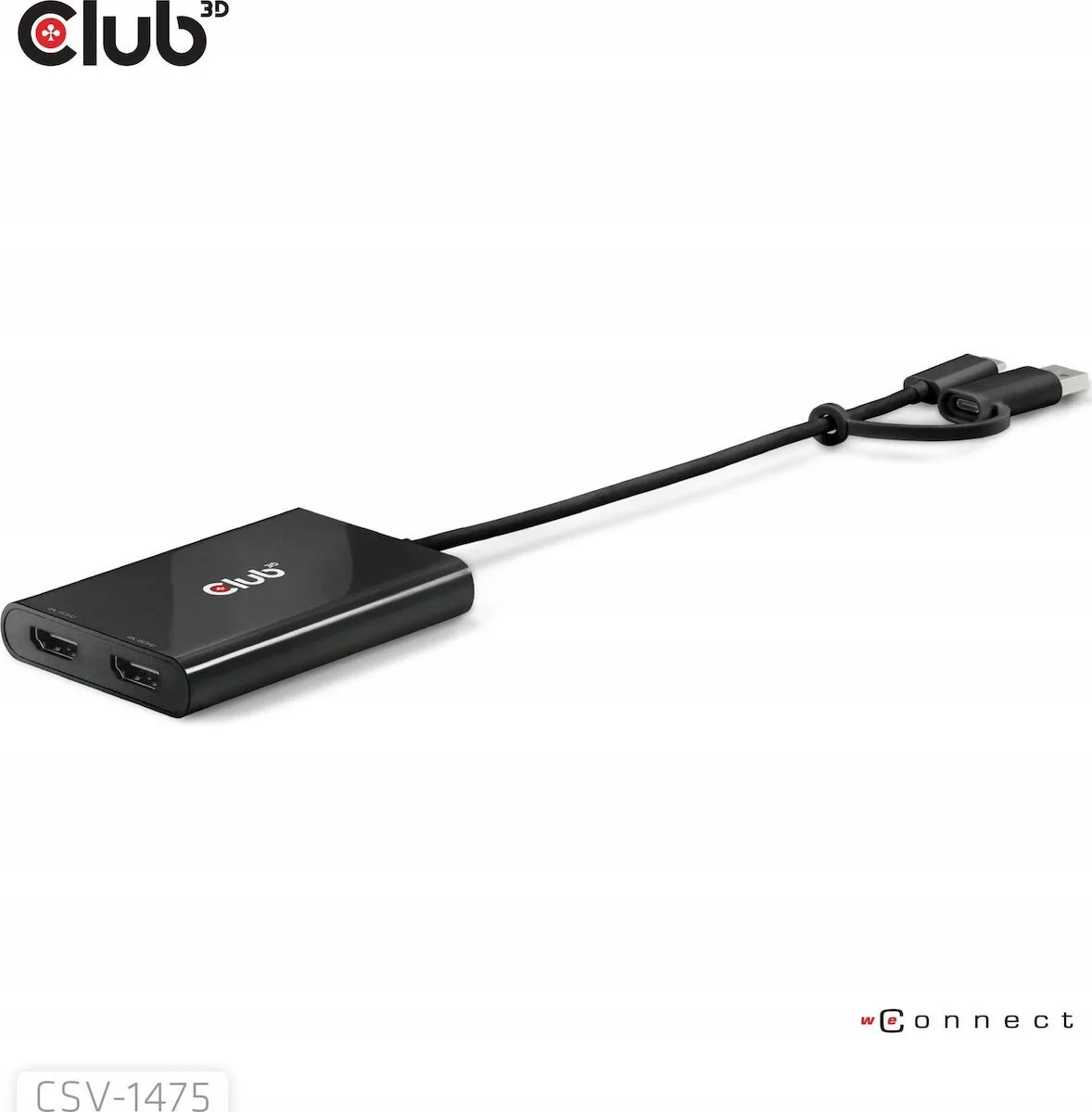 20250311112706_club_3d_video_splitter_2_1_csv_1475_usb_type_c_usb_type_a_adapter_to_2x_hdmi_displaylink_4k_60hz.jpeg Club-3d Video Splitter 2:1 Csv-1475 Usb Type-c Usb Type-a Adapter To 2x Hdmi Displaylink 4k 60hz - Image 1