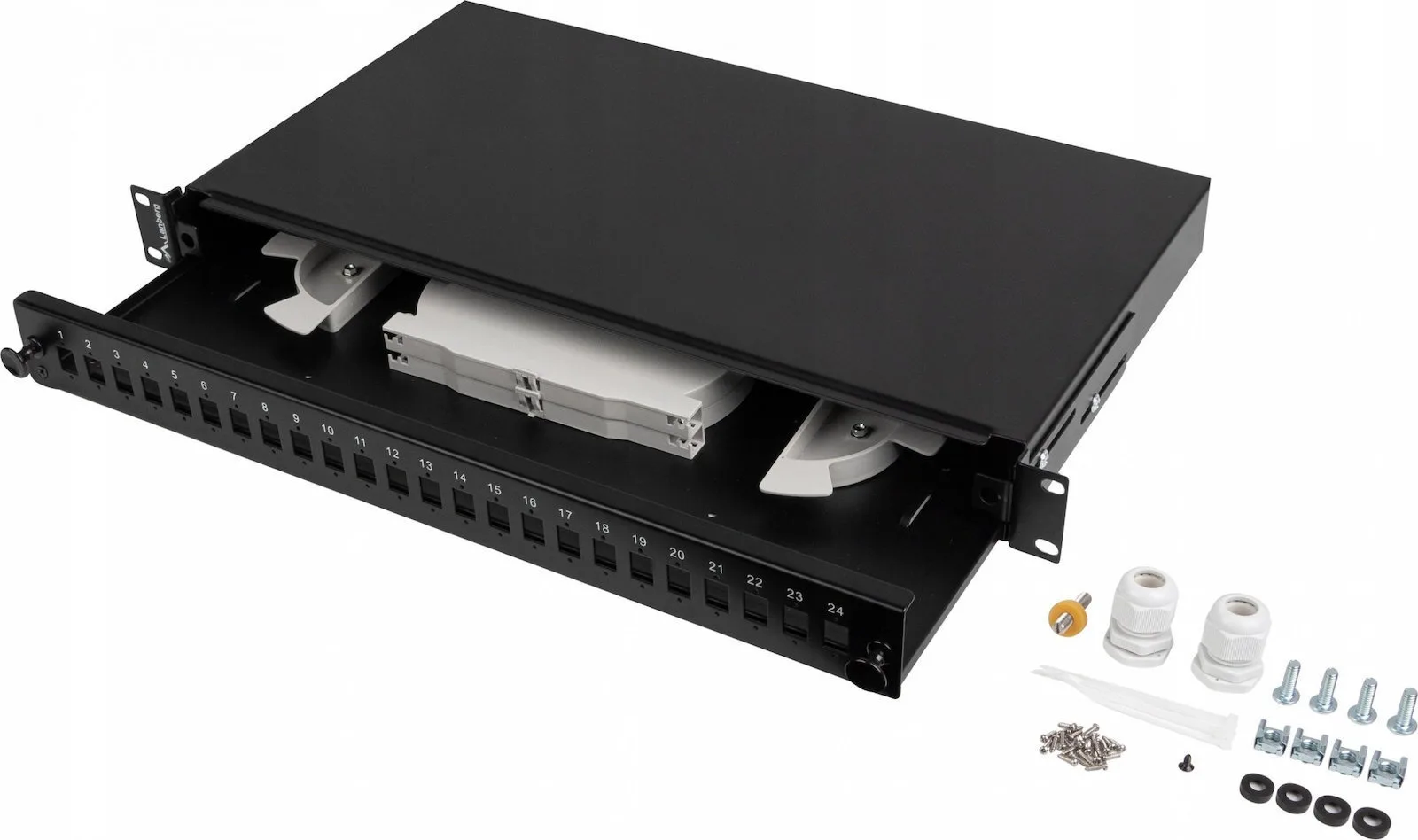Lanberg Οπτικό Patch Panel για Rack 1U 19" Μαύρο FOP1-24SS-LDB - Image 1