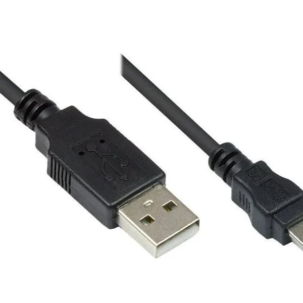 Alcasa Usb A Usb Mini B Αρσενικό Αρσενικό 3m Καλώδιο Usb Usb 2.0 Mini-usb B Μαύρο Μεταλλικό