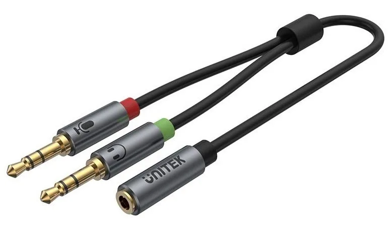 Unitek Καλώδιο Ήχου 3.5mm female - 2x 3.5mm male Μαύρο 1.5m Y-C957ABK - Image 1