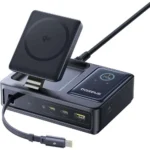 Baseus Βάση Φόρτισης με Θύρα USB-A και 2 Θύρες USB-C και Καλώδιο USB-C 140W σε Μαύρο χρώμα (Nomos)