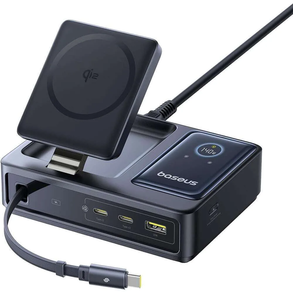 Baseus Βάση Φόρτισης με Θύρα USB-A και 2 Θύρες USB-C και Καλώδιο USB-C 140W σε Μαύρο χρώμα (Nomos) - Image 1