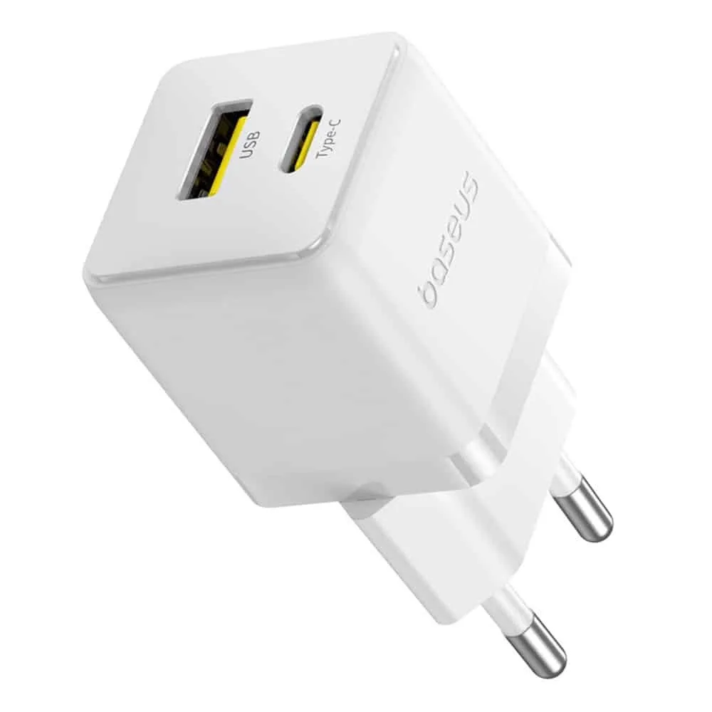 Baseus Φορτιστής Χωρίς Καλώδιο με Θύρα USB-A και Θύρα USB-C 20W Power Delivery / Quick Charge 3.0 Λευκός (Palm) - Image 1