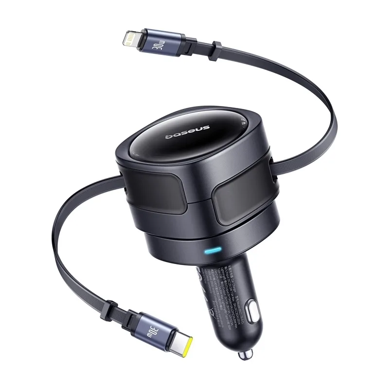 Baseus Enjoyment Max Car Charger Φορτιστής Αυτοκινήτου 60W Γρήγορης Φόρτισης μαζί με Καλώδιο Lightning / Type-C Μαύρο Χρώμα C00035507121-00 - Image 1