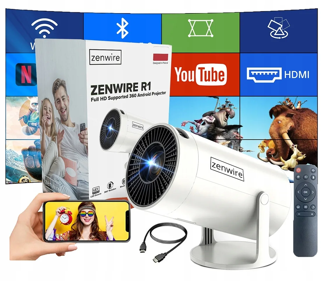 Zenwire 360 R1 Projector LCD HD Λάμπας LED με Wi-Fi - Image 1