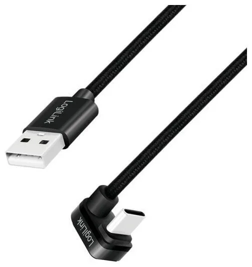LogiLink Braided USB 2.0 Cable USB-C male - USB-A Μαύρο 2m CU0193