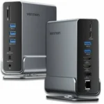 Vention USB-C Docking Station με HDMI/DisplayPort 4K PD Ethernet και σύνδεση 3 Οθονών Γκρι (TPUH0)