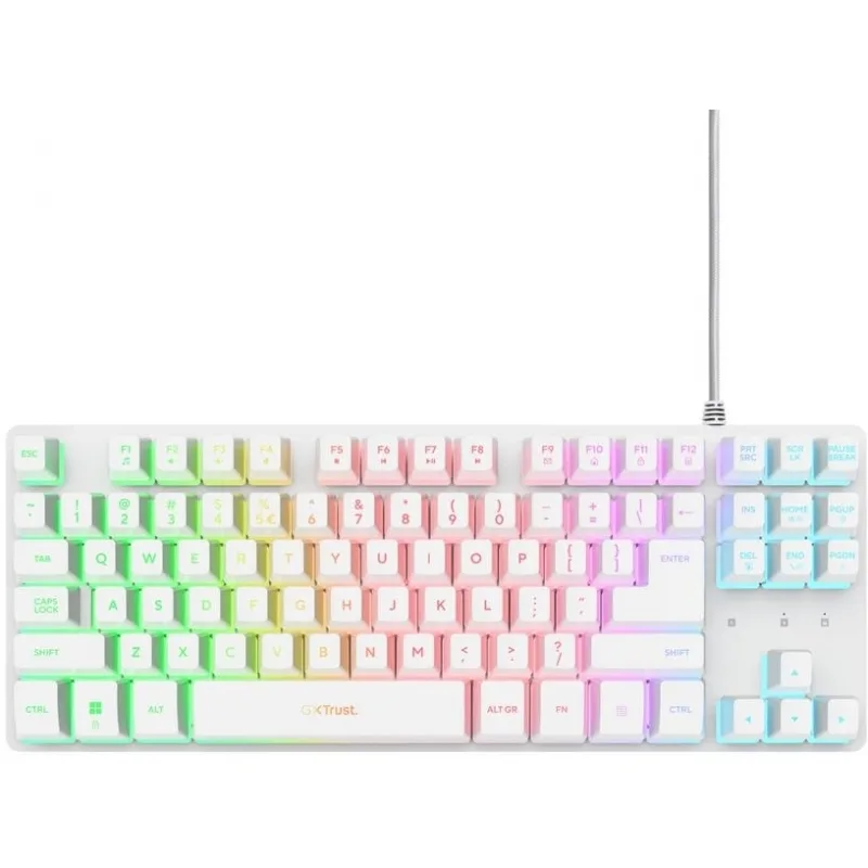 20251029162235_trust_gxt_833_gaming_pliktrologio_tenkeyless_me_rgb_fotismo_agliko_us_leyko.jpeg Trust GXT 833 Gaming Πληκτρολόγιο Tenkeyless με RGB φωτισμό (Αγγλικό US) Λευκό - Image 1