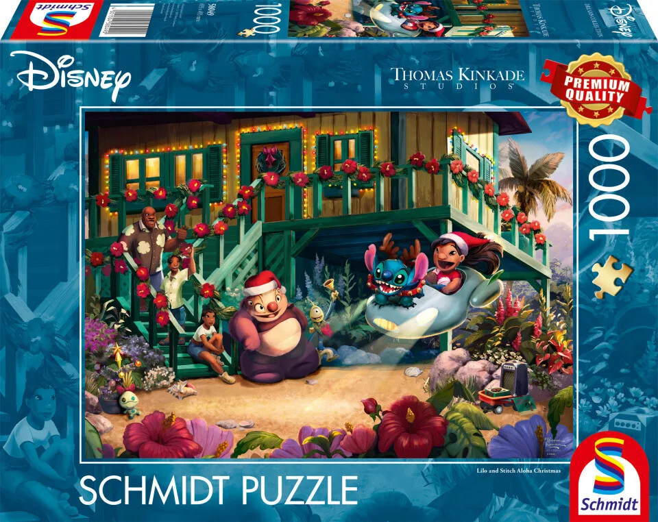 20251105093327_puzzle_2d_1000pcs.jpeg Thomas Kinkade Disney Lilo and Stitch Aloha Christmas Puzzle 2D 1000pcs - Image 1
