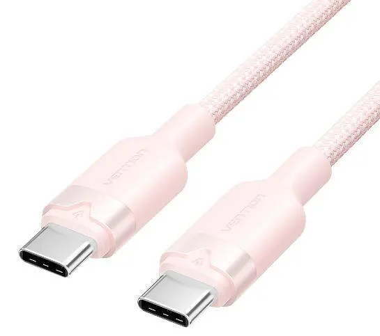 20251212090019_vention_braided_usb_2_0_cable_usb_c_male_usb_c_roz_1m.jpeg Vention Braided USB 2.0 Cable USB-C male - USB-C Ροζ 1m TRDPF - Image 1