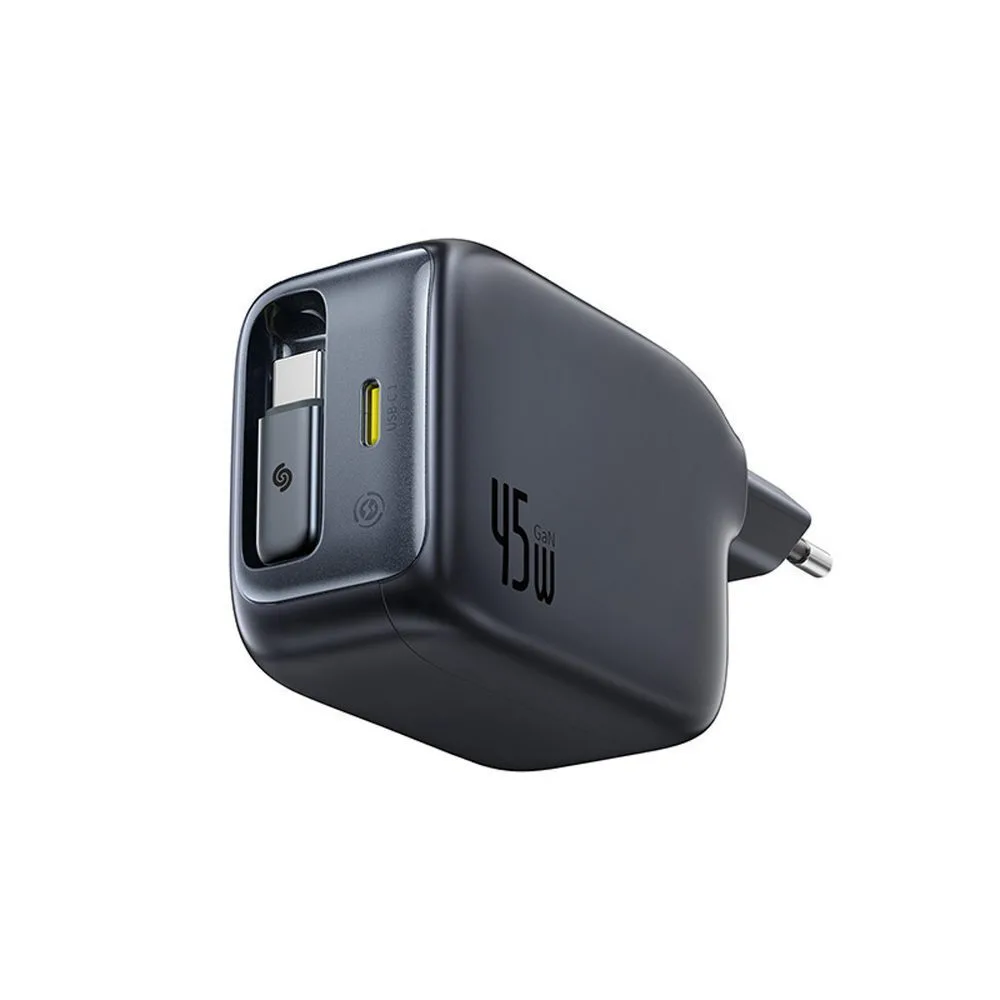 Baseus Φορτιστής με Ενσωματωμένο Καλώδιο με Θύρα USB-C USB-C 45W Power Delivery Μαύρος (Enercore CJ11) - Image 1
