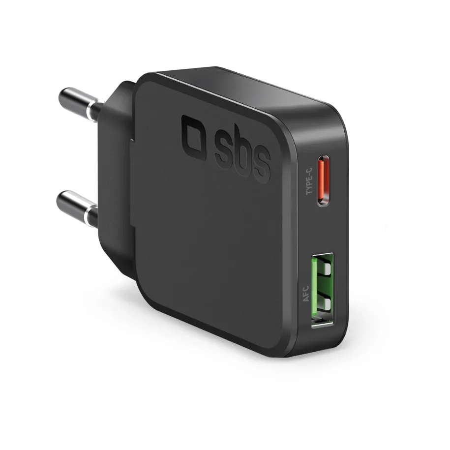 SBS Φορτιστής Χωρίς Καλώδιο με Θύρα USB-A και Θύρα USB-C 30W Power Delivery Μαύρος (21188) - Image 1