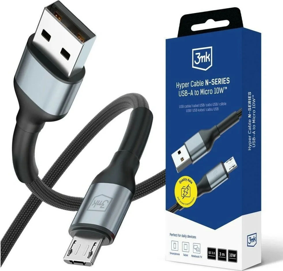20260219160642_3mk_regular_usb_2_0_to_micro_usb_cable_mayro_3m_1tmch.jpeg 3MK Regular USB 2.0 to micro USB Cable Μαύρο 3m 1τμχ - Image 1