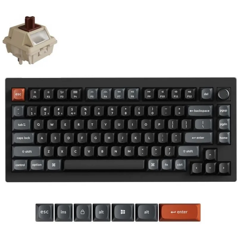 20260224170403_keychron_v1_ultra_8k_asyrmato_gaming_michaniko_pliktrologio_me_keychron_silk_pom_red_diakoptes_kai_rgb_fotismo_agliko_us.jpeg Keychron V1 Ultra 8K V1U-D3 Ασύρματο Gaming Μηχανικό Πληκτρολόγιο 75% με Keychron Silk POM Brown διακόπτες και RGB φωτισμό (Αγγλικό US) - Image 1